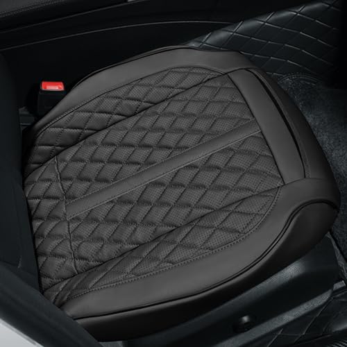 POKSRI Funda Asiento Coche Piel de Vaca Negra