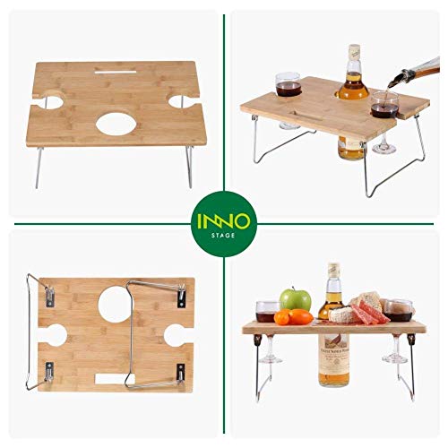 Inno Stage Portable And Foldable Wine And Snack Table For Picnic Outdoor On The Beach Park Or Indoor Bed-2 Positions #TOP4