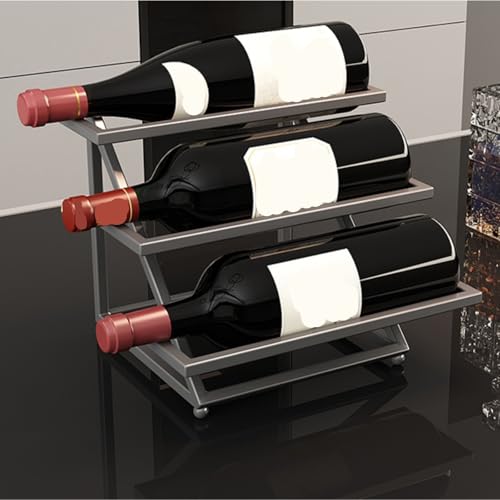 Soporte para botellas de vino estilo industrial multi-capa de metal miniatura 4