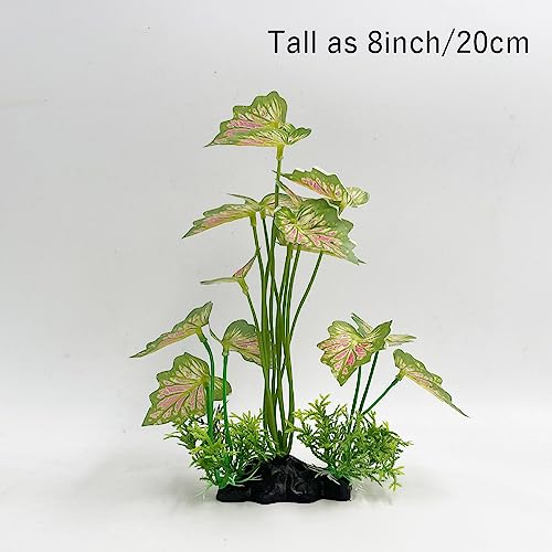 Image of Aquarium Plant Fish Tank Decoration Small Plastic Artificial Plant Goldfish Fish Hide (Rainforest Leafs-Pink-Large-Set) (Rainforest Leafs-Pink-Large-Set)