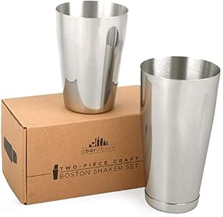 Premium Cocktail Shaker Set: Two-Piece Pro Boston Shaker Set. Unweighted 18oz & Weighted