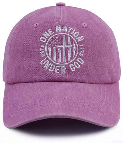 Christian Gifts for Women Men One Nation Under God Baseball Cap American Flag Jesus Christ Hat Christmas Veterans Birthday Gifts for Dad Mom Papa Pink