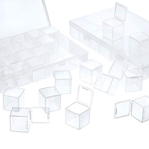 Lot de 2 grandes boîtes en plastique avec 28 compartiments séparés Pour broderie diamant, couture, bijoux, perles, loisirs créatifs