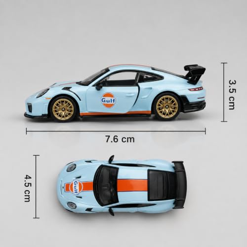 Image of Wizplex CCA Porsche 911 GT2 RS Gulf 1:64 Officially Licensed Premium Die Cast Metal Car in Acrylic Display Case - Openable Doors, Collectible Sports Coupe Showpiece for Collectors & Kids 3+