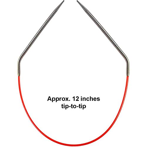 Image of ChiaoGoo Knit Red 12 inch (30cm) Circular Knitting Needles US Size 1 (2.25mm) Stainless Steel 6012-1 with Stitch Holder