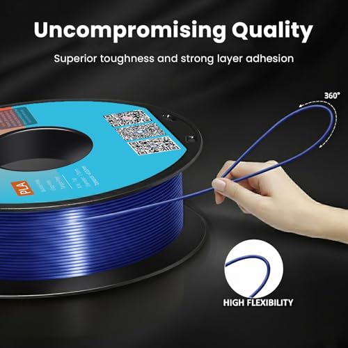 Image of Silk PLA Filament 1.75mm Royal Blue 1KG, Shiny High Gloss Finish, Perfectly Wound, Accuracy + /-0.02mm 3D Printer Filament Vacuum Packaging