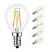 G14 LED Globe Bulb 4W(40W Incandescent Equivalent), LVWIT 2700K Warm E12 Screw Base Non-Dimmable LED Filament Bulbs, Pack of 6