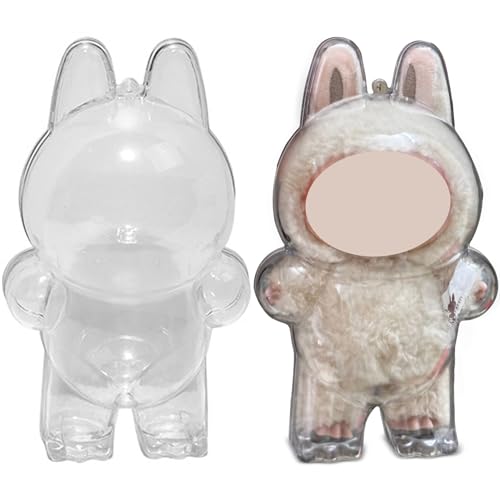 Protective Case Compatible with LABUBU Doll (Standing) Crystal Clear Hard Display Box with Keychain Dustproof Cover & Secure Backpack Hooks Ideal for Display or Travel Doll Not Included