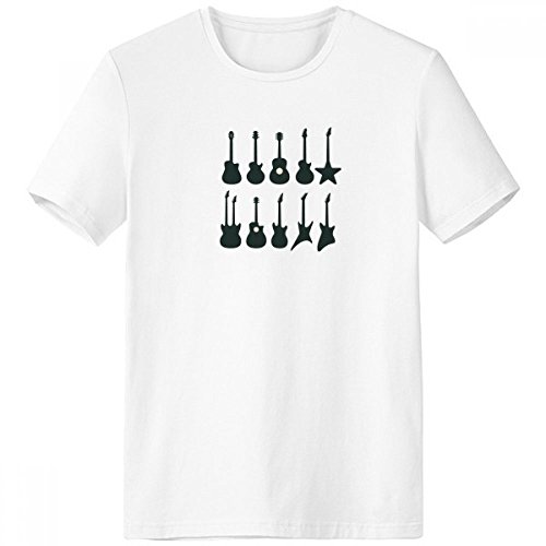 T-shirt guitare électrique blanc col rond manches courtes vêtement musique XXL