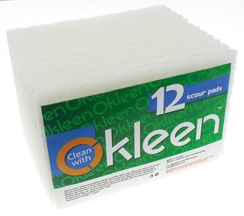 Image of Delicate Scour Pads. Made in Europe. 12 Pack, White, 4 x 6 Inch Odorless General Purposes Scouring Scrubbers for Cleaning Dishes, Cutlery, Kitchen, Household & Outdoor Things