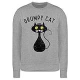 Shirtracer Tiermotive Kind - Grumpy Cat - Nerdy Cats - 104 (3/4 Jahre) - Grau meliert - Spruch - JH030K - Kinder Pullover