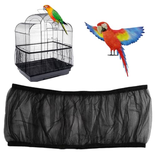 MKEAWWU Cubierta Para Jaula 1 Pieza Negra Altura 25Cm Circunferencia 150Cm Malla Nailon Semillas Loros Aves