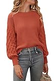 PRETTYGARDEN Women's 2025 Winter Pullover Sweater Casual Long Sleeve Crewneck Loose Chunky Knit Jumper Tops Blouse (Orange,Medium)