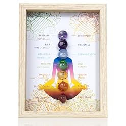 ZenBless Healing Crystal Stone 7 Chakras Healing Stones Picture Frame, Seven Chakras Crystal Decorative Photo Frame for Reiki Decor, Zen Meditation Yoga Spiritual Feng Shui Table or Hanging Home Wall Decor, Office Gift