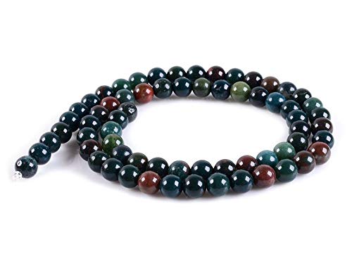 Jaipur Gems MartAAA Natural 1 Strand Bloodstone Gemstone Beads for Jewelry Making |6 mm Bloodstone Round Beads | Bloodstone Plain Round Loose Beads |15" Strand | Bracelet Necklace Making Ball Beads