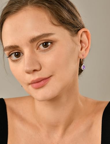 YL Halo Teardrop Dangle Drop Earrings 925 Sterling Silver Birthstone Leverback Jewelry for Women3