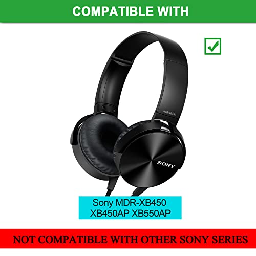 Almohadillas de repuesto XB450 - Cojines de cuero sintético y espuma viscoelástica para auriculares Sony MDR-XB450, XB450AP, XB550AP, color negro miniatura 2