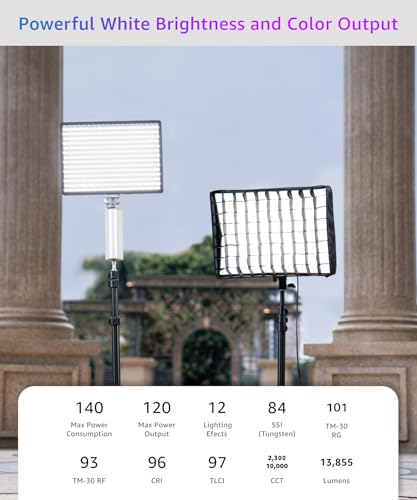 Image of amaran Pano 120c Kit RGB LED Video Light,120w Full Color Panel Light,Compact & Portable,APP Control, w /Softbox Studio Lighting for Outdoor Filming Recording Streaming (Pano 120c - Charcoal)