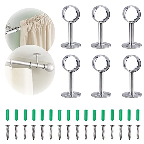 Gloryit 6 pièces Support Barre rideau plafond Plafond de support de tringle à rideau Support de tringle pour support de tringle à rideau au plafond ou au mur, installer une tringle à rideau intérieure