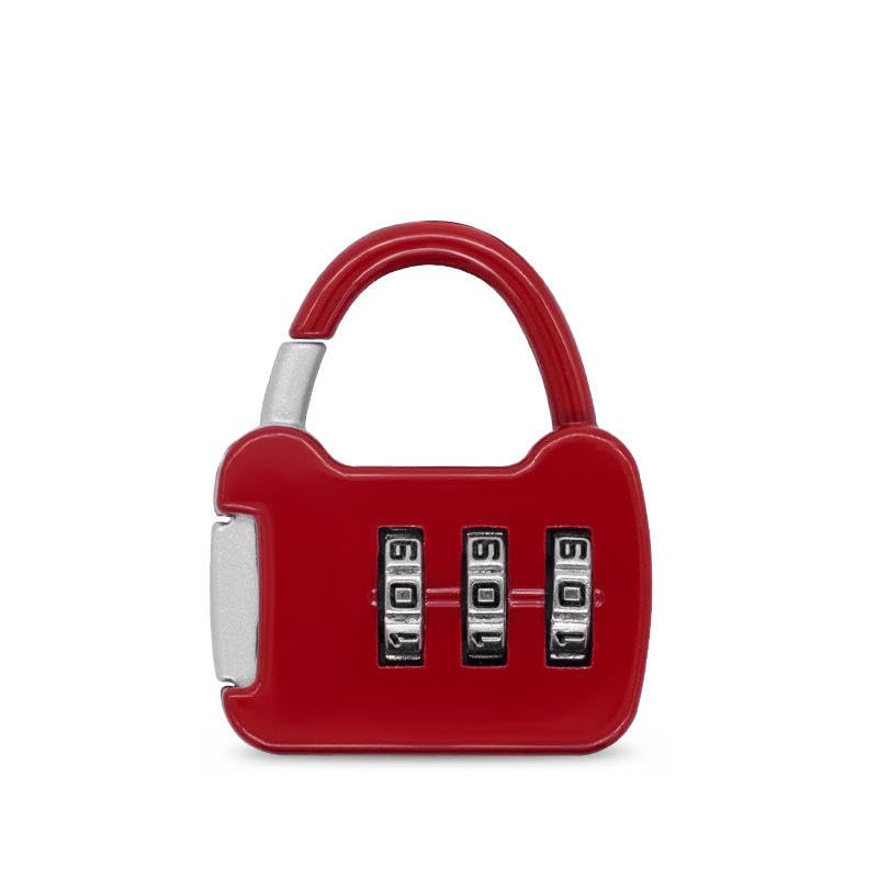 Image of QUIRA 3-Digit Combination Padlock,Security Lock, Resettable Code for Gym Lockers and Luggage (Red)