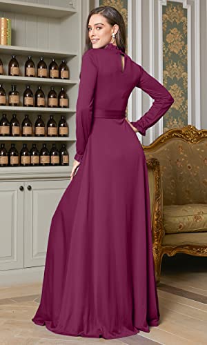 Image of KOH KOH Womens Long Sleeve Elegant Pockets Fall Winter Evening Maxi Dress