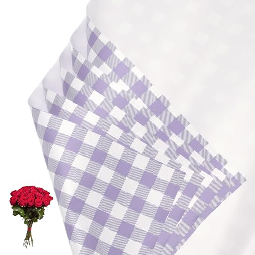 Papier d'emballage cadeau pour bouquet de fleuriste étanche motif floral violet PATIKIL