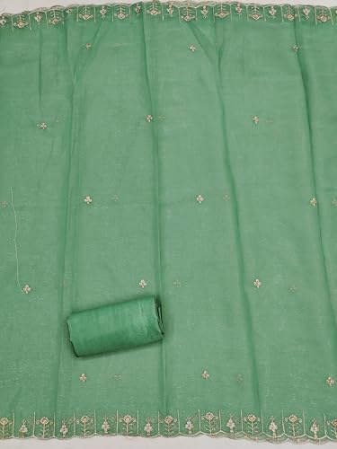 Image of Women's Shimmer Silk Embroidery Work Unstitched Dress Material