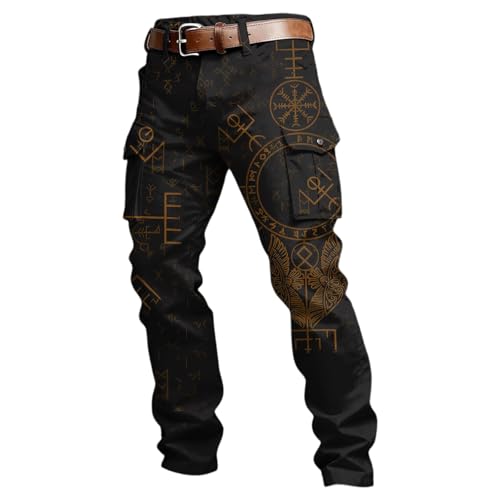 Dasongff - Pantalón de trabajo para hombre (Vikingos, Valhalla Norse, Mythology, Huginn Muninn, Pantalones de carga para hombre, pantalones de senderismo, al aire libre, resistente, extensible