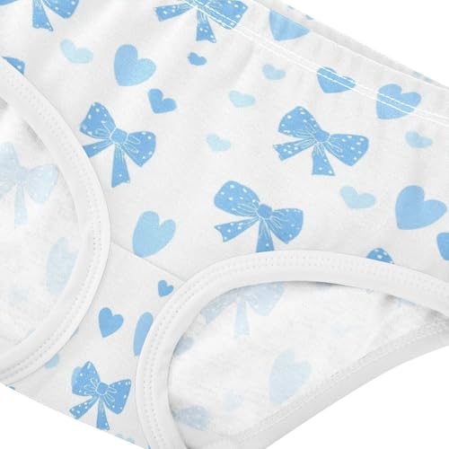 Wusikd Blue Bows Hearts Girls' Underwear Cotton Girls Briefs Soft Toddler Underwear 2T4