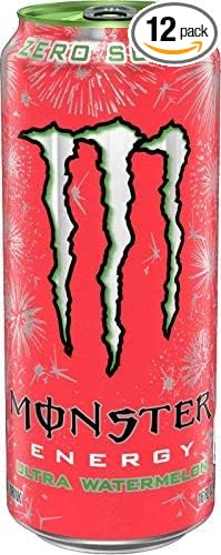 The Beast Monster Energy Ultra Zero Sugar Energy Drinks 16 ounce cans (Ultra Watermelon, 12 Cans)