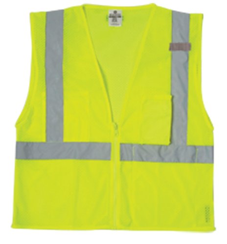KishigoML 1085 Ultra-Cool Polyester Mesh 3 Pocket Vest, Large, Lime