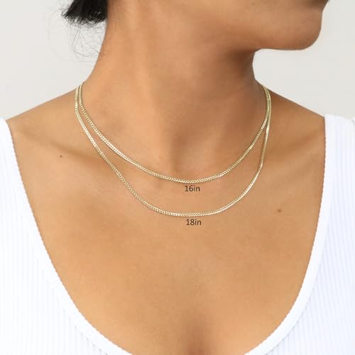 Nuragold 14k Real Yellow Gold Solid Cuban Curb Link 2mm Chain Necklace (16"-28") Italian Jewelry for Men & Women2