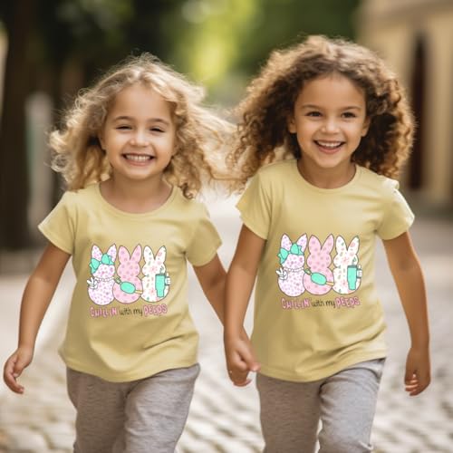 Kids Easter Shirt Chick Short Sleeve Tee Tops for Toddler Girls Boys Easter Outfit Clothes 2-7 Years3