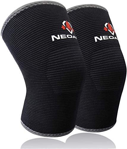 NeoAlly Knee Sleeves for Crossfit Weightlifting Powerlifting Squats Cross Training Workout - High Strength Knitted Fabric Advanced Alternative to 7mm Neoprene Knee Sleeve, Black, Medium