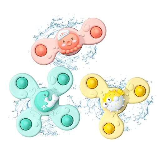 NIWWIN Juguete Giratorio de baño de 3 uds, Juguetes con Ventosa giratoria, Fidget Spinner, Juguetes sensoriales para niños pequeños de 1 a 3 años
