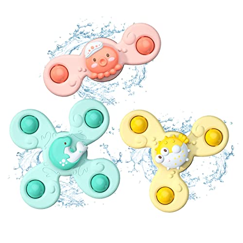 NIWWIN Saugnapf Kreisel Spielzeug 3 Stück, Sensorik Spielzeug Baby 1 Jahr...