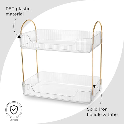 Image of Nayasa Plastic Makeup Organizer Big | Two Tier Vanity Organizer | Make-up, Cosmetic, Jewellery, Skincare Storage Box | Multipurpose Storage Rack| Bathroom, Bedroom, Dressing Table | Transparent