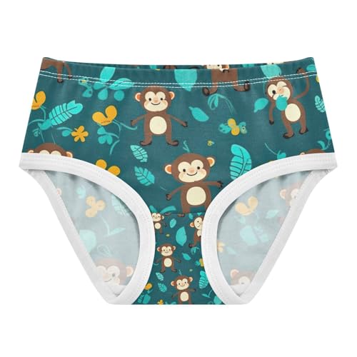 Cute Monkey Green Undies for Toddler Girls, Girls Underwear, 2T–8 Years
