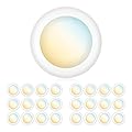 PARMIDA (24 Pack) 5/6 Inch Dimmable 3CCT LED Disk Lights, 15W Surface Mount Recessed Ceiling Lighting, 3 Color Selectable 3000K/4000K/5000K, 1050lm, J-Box Or Recessed Can Installation, UL-Listed