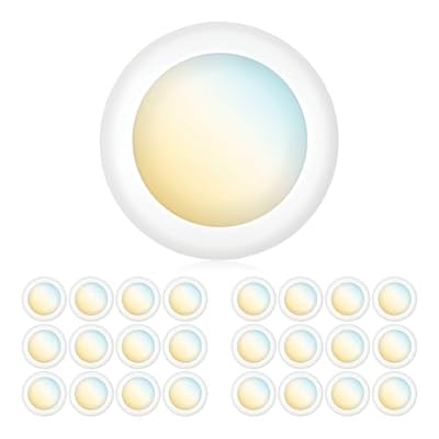 PARMIDA (24 Pack) 5/6 Inch Dimmable 3CCT LED Disk Lights, 15W Surface Mount Recessed Ceiling Lighting, 3 Color Selectable 3000K/4000K/5000K, 1050lm, J-Box Or Recessed Can Installation, UL-Listed