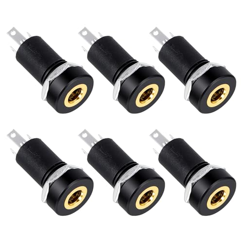 6 Piezas Jack Estéreo de Panel 3.5mm Negro miniatura 1