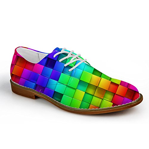 Nopersonality Rainbow Color Plaid Men's Casual Shoes Fashion Oxford Lace up Flats UK 9