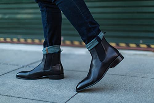 Fashion Tailored Mens Chelsea Boots - Casual Dress Boot With Leather Sole- Rugged Style And Functionality - Rounded Toe (Black Leather, Us_Footwear_Size_System, Adult, Men, Numeric, Medium, Numeric_10) #TOP5
