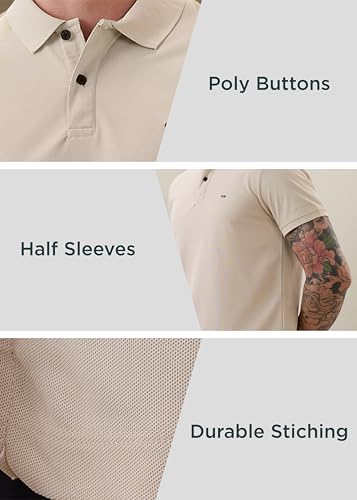 Image of Nostrum Cotton Half Sleeve T-Shirt for Men Boys, Regular Fit, Cherry, Stylish Mens T-Shirts, Polo T Shirt for Man, Collar T Shirts for Men