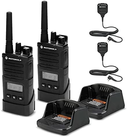 2 x Motorola RMU2080d On-Site 2-Way Business Radio with Display (RMU2080D) + 2 x HKLN4606 Remote Speaker Mic - 2 Pack with Mic Bundle