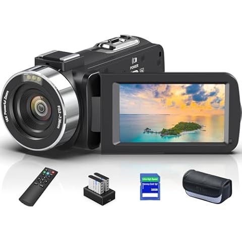 Gcasio 8K 64MP Camcorder Video Camera 18X Digital Zoom YouTube Vlogging Camera Webcam IR Night Vision WiFi 3.0”Touch Screen Camcorders with Microphone, 32G SD Card, Remote Control Cover