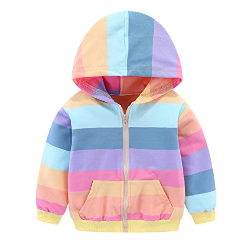 Image of Mud Kingdom Boy Zip Up Hoodie Sweatshirt with Hood Rainbow Patchwork