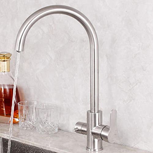 Robinet de cuisine 3 voies en acier inoxydable brossé design moderne