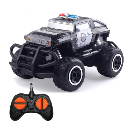 Pup Go Coche Teledirigido Niños 3 Años, RC Coche De Juguete, Fuerte, Sensible, Coche de Policía Mini Coche Teledirigido Niña, Moto Camion Radio Control de Coches Juegos Niños 4 5 6 7 Años(Negro)