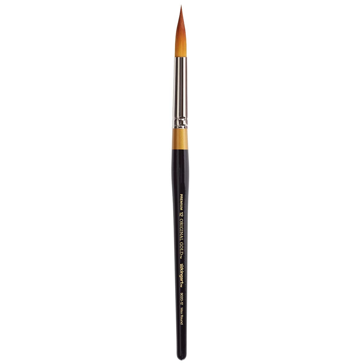 Kingart Gold Premium Original 9020-12 Ultra Round Series Artist Brush, En Taklon Synthetic Hair, Short Handle, For Acrylic, Watercolor, Oil And Gouache Painting, Size 12
